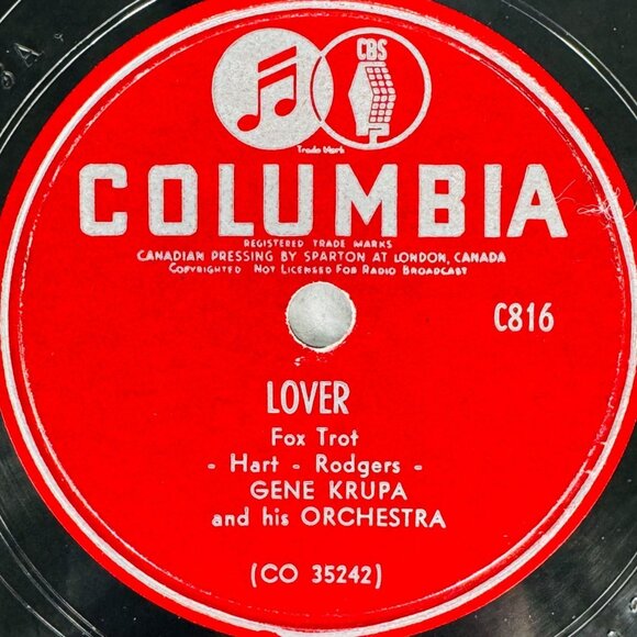Gene Krupa Boogie Blues / Lover 10in Shellac 78 RPM Columbia C816 - Picture 4 of 4